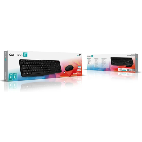 CONNECT IT OfficeBase Wireless Combo bezdrôtová čierna klávesnica + myš - Klávesnicové sety - Obrázok 49N0000P01