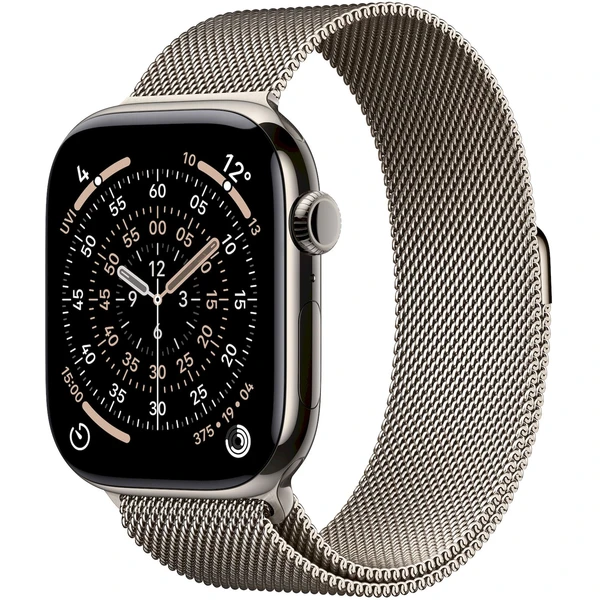 Apple Watch Series 11 Cellular (42mm) Prírodný titán s prírodným milánskym ťahom - Inteligentné hodinky - Hlavný obrázok