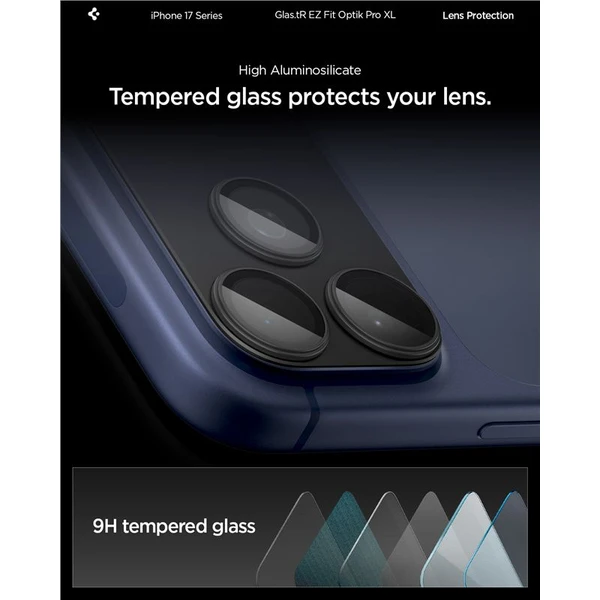 Spigen Glass TR EZ Fit Optik Pro XL sklo na fotoaparát iPhone 17 Pro Max čierne - Ochranné fólie a sklo - Obrázok 49c8ab07703e443eaa2059eeb4670e11