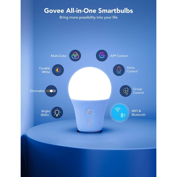 Govee Smart žiarovka RGBWW 9W-60W 800lm E27 Long Life - Žiarovky - Obrázok 49e641a8cb0b4946a68904bde23b1331