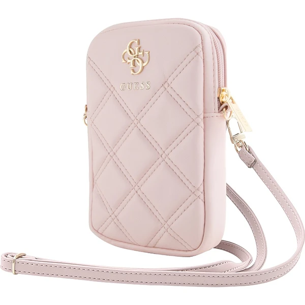 Guess PU Quilted 4G Metal Logo Wallet Phone Bag Zipper ružový - Popruhy a crossbody - Obrázok 4A82000N01