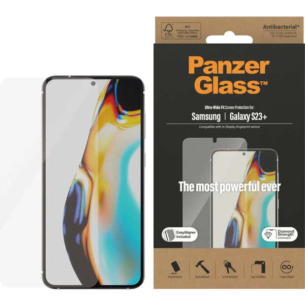 PanzerGlass™ Ultra-Wide Fit Samsung Galaxy S23+/S22+ s funkčným odtlačkom prstov a inštalačným rámče - Ochranné fólie a sklo - Obrázok 4AS1G00101