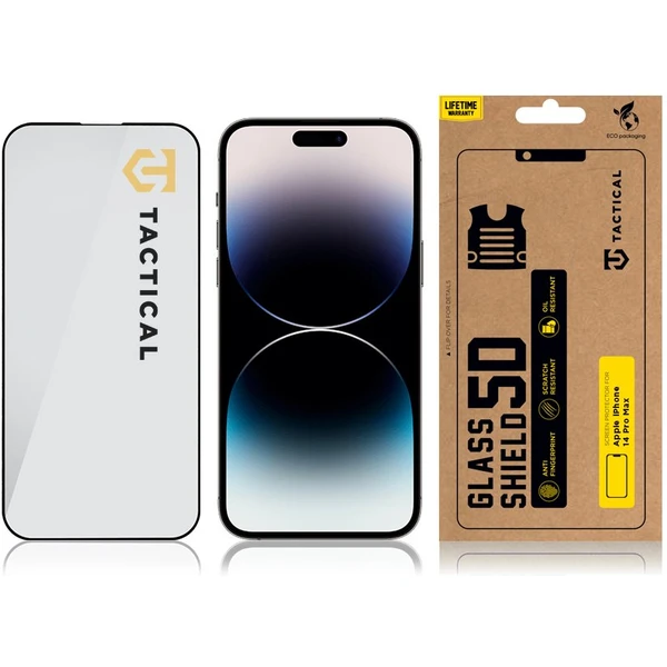 Tactical Glass Shield 5D sklo pre Apple iPhone 14 Pro Max čierne - Ochranné fólie a sklo - Obrázok 4AVI300401