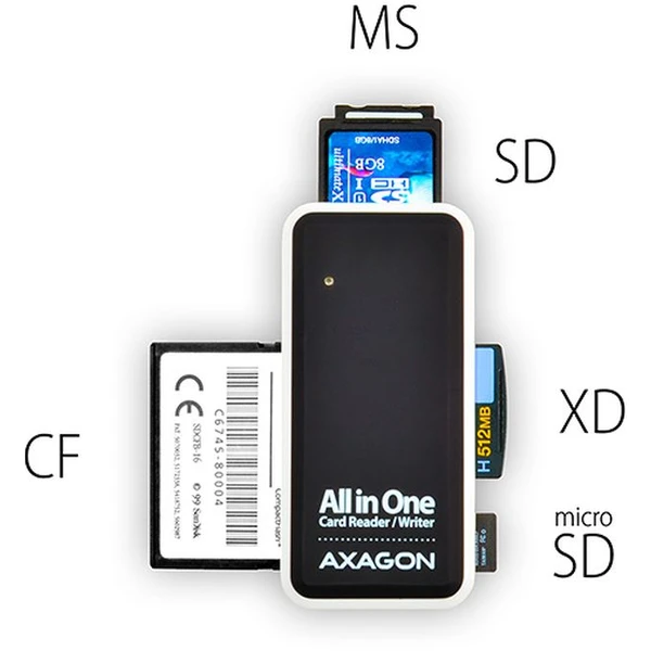 AXAGON CREX1 USB 2.0 externá MINI čítačka 5slot ALLINONE - Čítačky pamäťových kariet - Obrázok 4AZHF00101