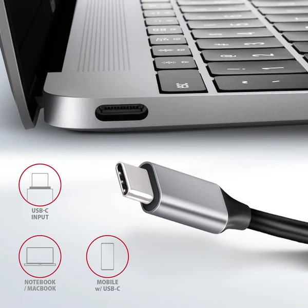 AXAGON USB hub 3x USB-A, HDMI, RJ-45 kábel USB-C - Dokovacie stanice - Obrázok 4B13G00101
