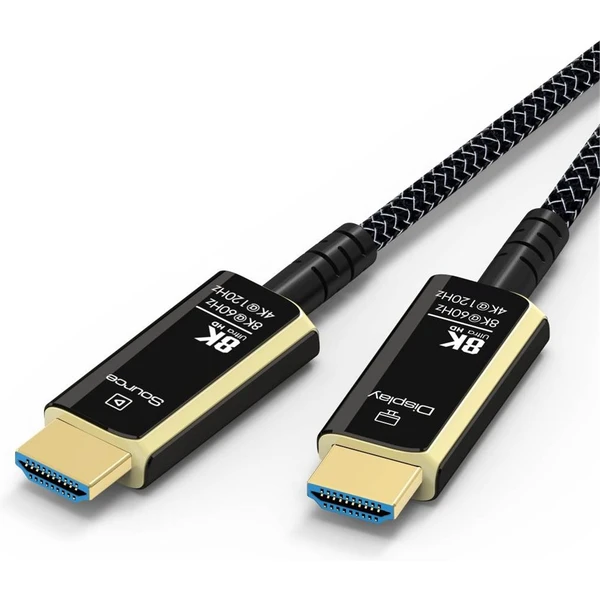 PremiumCord HDMI 2.1/HDMI 2.1 optický kábel s ethernetom 8K 25m čierny/biely - Káble a redukcie - Obrázok 4CR8700301