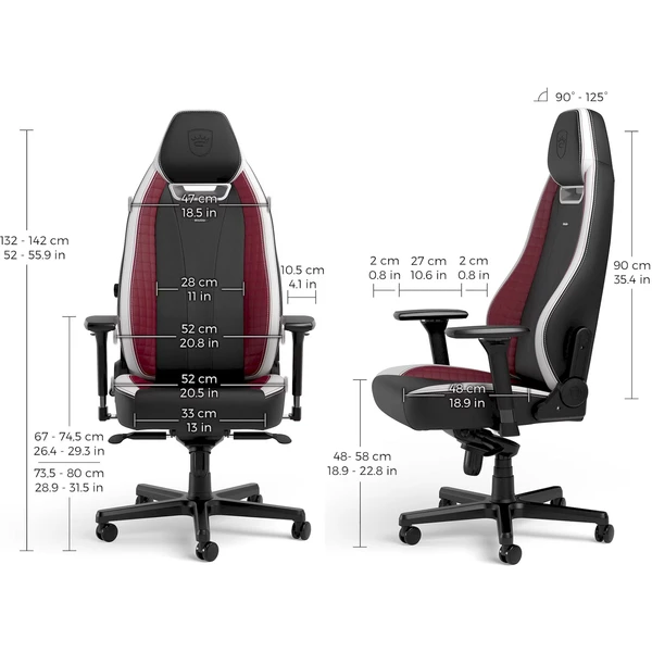 noblechairs LEGEND herné stoličky čierno bielo červená - Stoličky - Obrázok 4CUA000J01