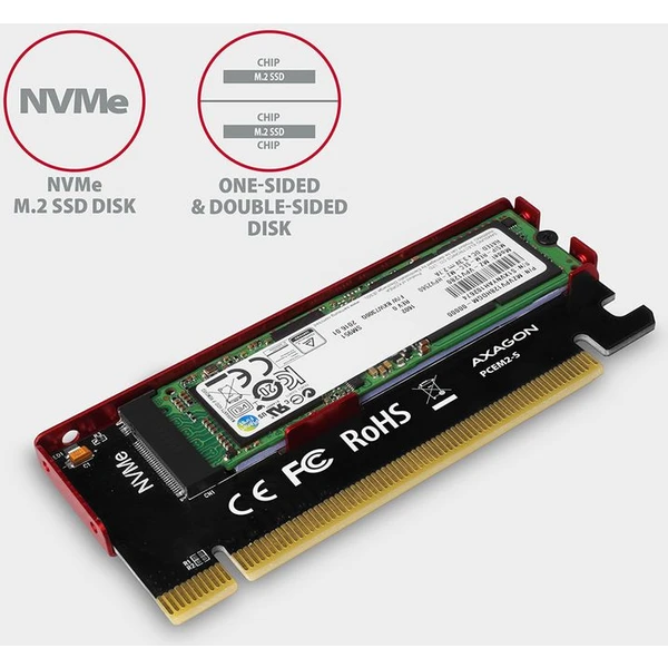 AXAGON PCEM2S PCIe x16 M.2 NVMe Mkey slot adaptér + pasívny chladič - Radiče - Obrázok 4D7HF00101