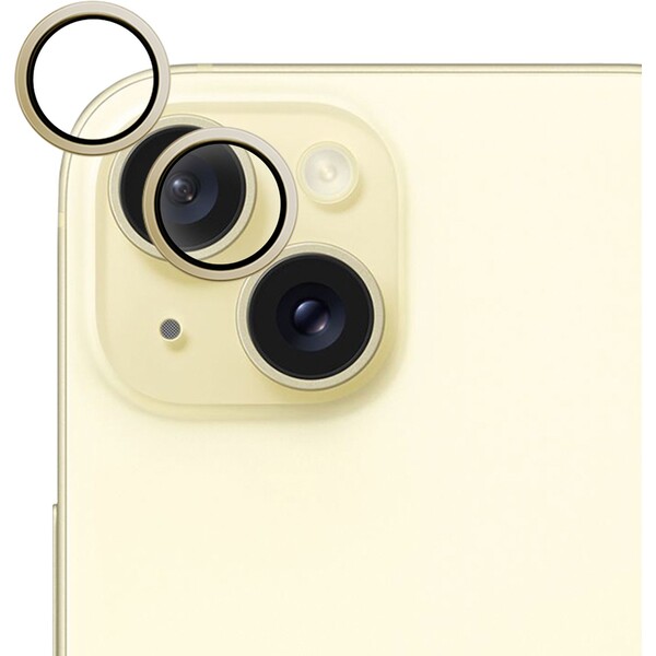 Epico hliníkové ochranné sklo na šošovky fotoaparátu pre iPhone 15 / 15 Plus žltá