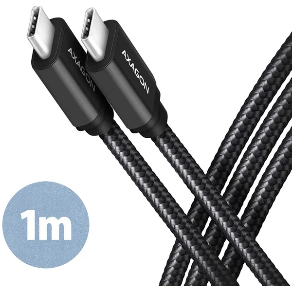AXAGON USB-C/USB-C napájací kábel 60W 1m čierny - Káble a redukcie - Hlavný obrázok