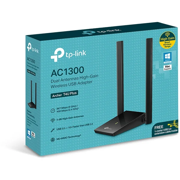 TP-Link Archer T4U Plus WiFi USB adaptér - Sieťové karty - Obrázok 4ENFF00101