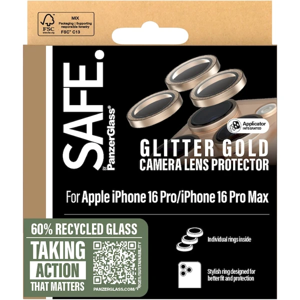 PanzerGlass® SAFE Camera Apple iPhone 16 Pro/15 Pro/16 Pro Max/15 Pro Max trblietavo zlaté HoOps™ - Ochranné fólie a sklo - Obrázok 4F08000P01