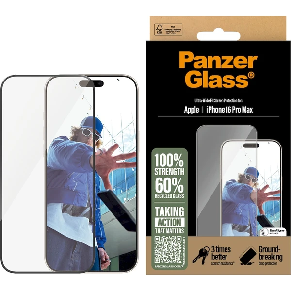 PanzerGlass® Ultra-Wide Fit Apple iPhone 16 Pro Max s inštalačným rámčekom - Ochranné fólie a sklo - Obrázok 4G08000P01
