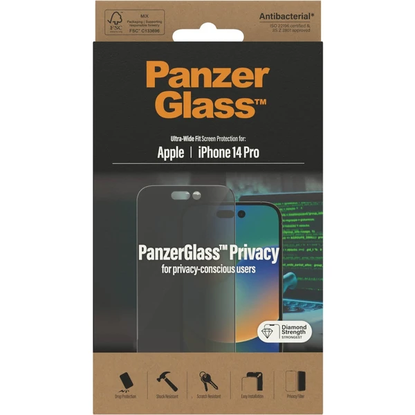 PanzerGlass™ Ultra-Wide Fit Privacy iPhone 14 Pro - Ochranné fólie a sklo - Obrázok 4GKG100501