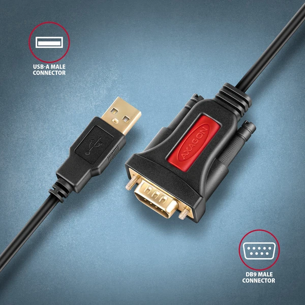 AXAGON USB-A/COM(DE-9) redukcia 1,5m čierna - Káble a redukcie - Obrázok 4GS6000701