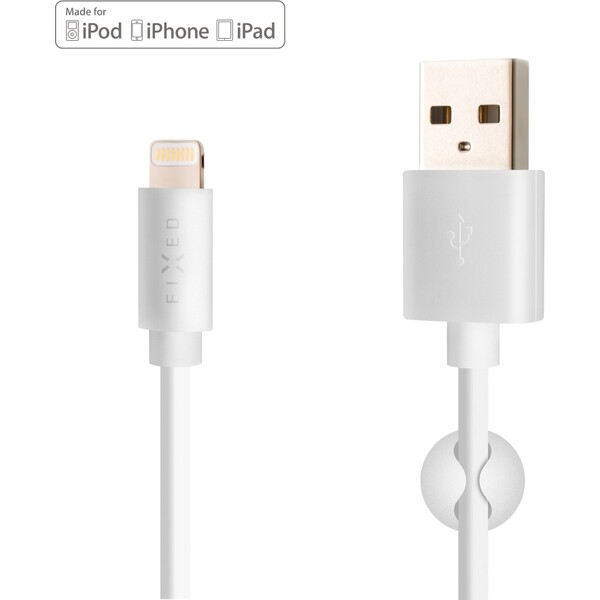 E-shop FIXED Rýchly nabíjací USB-A/Lightning napájací kábel 12W 1m biely