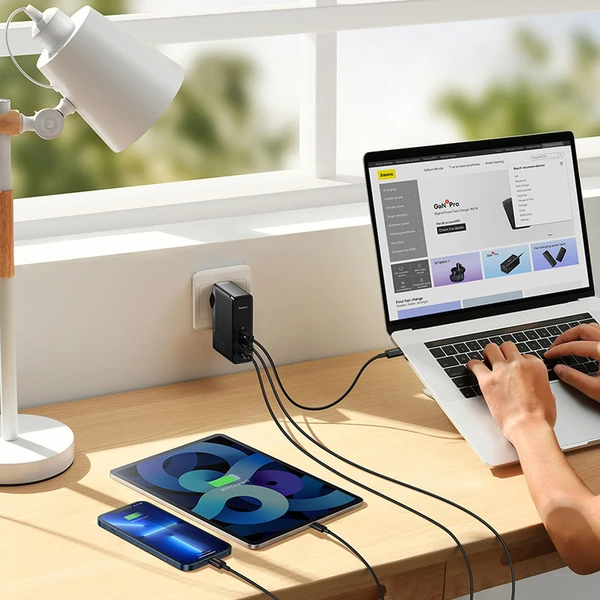 Rýchlonabíjačka do siete Baseus GaN5 Pro 140W 2x USB-C, 1x USB čierna - Nabíjačky - Obrázok 4IGE000L01