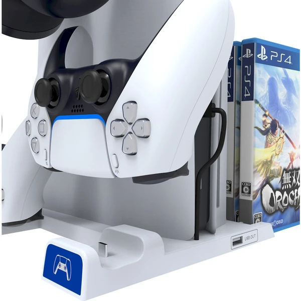 iPega P5S009 Multifunkčný Nabíjací Stojan pre PS5/PS5 Slim biely - Nabíjačky - Obrázok 4JU0000K01