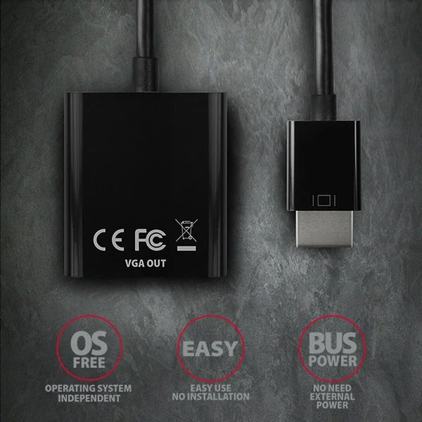 AXAGON HDMI/VGA redukcia 0,2m čierna - Káble a redukcie - Obrázok 4K7HF00101