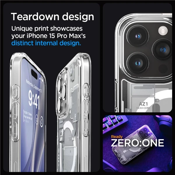 Spigen Ultra Hybrid MagFit kryt iPhone 15 Pro Max zero one biely - Puzdra - Obrázok 4KHA000601