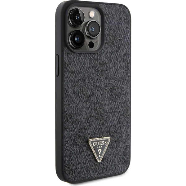 Guess PU 4G Strass Triangle Metal Logo kryt iPhone 15 Pro Max čierny - Puzdra - Obrázok 4KK8000601