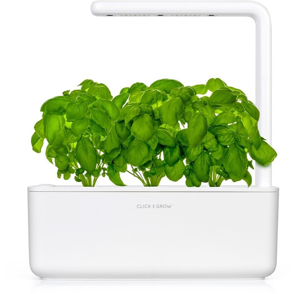 Click and Grow Smart Garden 3 šikovný kvetináč + 3ks kapsúl so semienkami bazalky biely