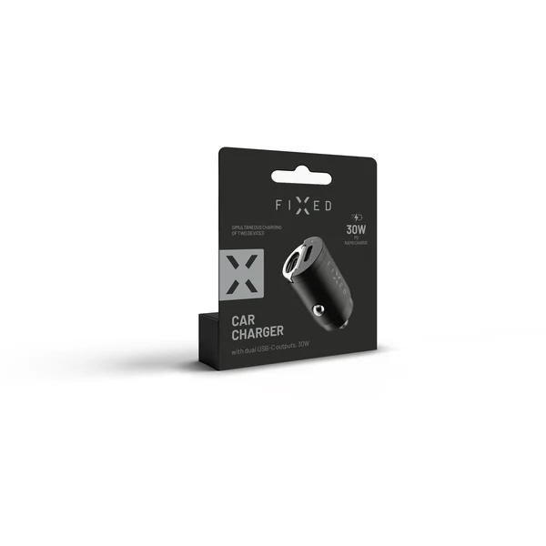FIXED Mini autonabíjačka s 2x USB-C, PD, 30W, čierna - Nabíjačky - Obrázok 4LVW600301