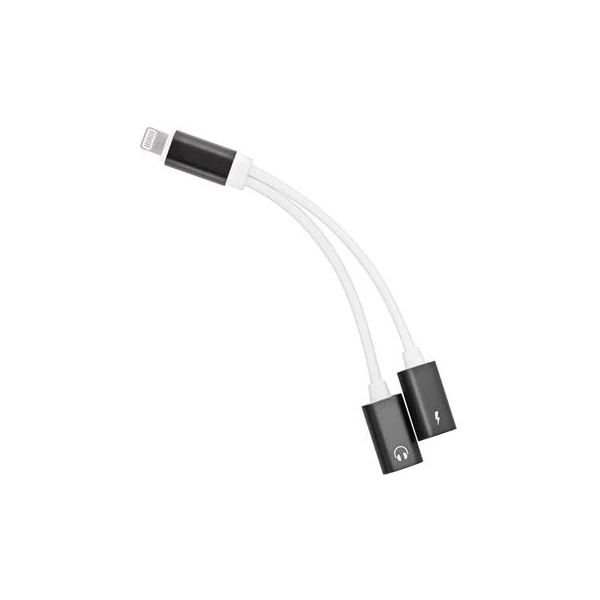 PremiumCord Lightning/Lightning + 3,5mm redukcia 0,1m biela - Káble a redukcie - Hlavný obrázok