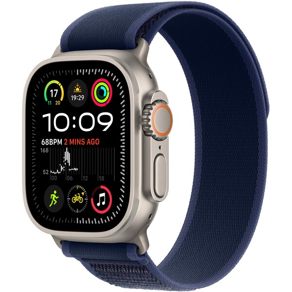 Apple Watch Ultra 2 (2024) 49mm Prírodný titán s modrým trailovým ťahom S/M