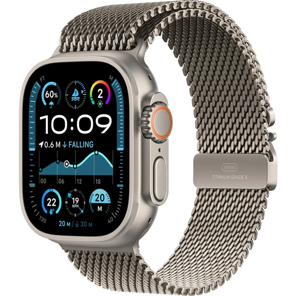 Apple Watch Ultra 2 (2024) 49mm Prírodný titán s prírodne titánovým milánskym ťahom S - Inteligentné hodinky - Hlavný obrázok