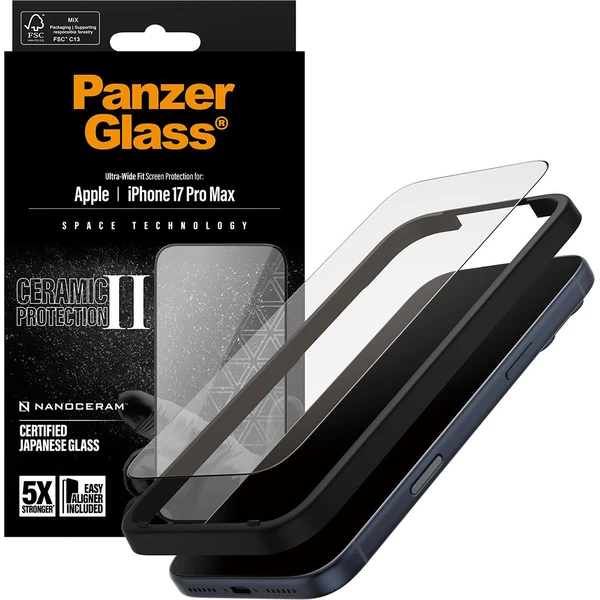 PanzerGlass® Ceramic II sklo Apple iPhone 17 Pro Max s inštalačným rámčekom - Ochranné fólie a sklo - Obrázok 4TEH000K01