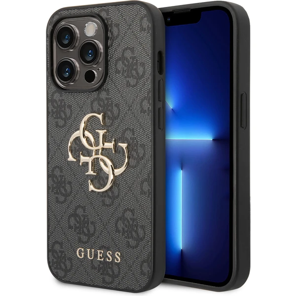 Guess PU 4G Metal Logo kryt iPhone 15 Pro Max sivý - Puzdra - Hlavný obrázok