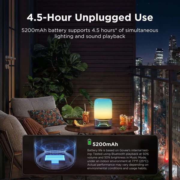 Govee Table Lamp 2 RGBW Akumulátorová lampa s reproduktorom - zvuk od JBL - Chytré lampičky - Obrázok 4V3L000K01