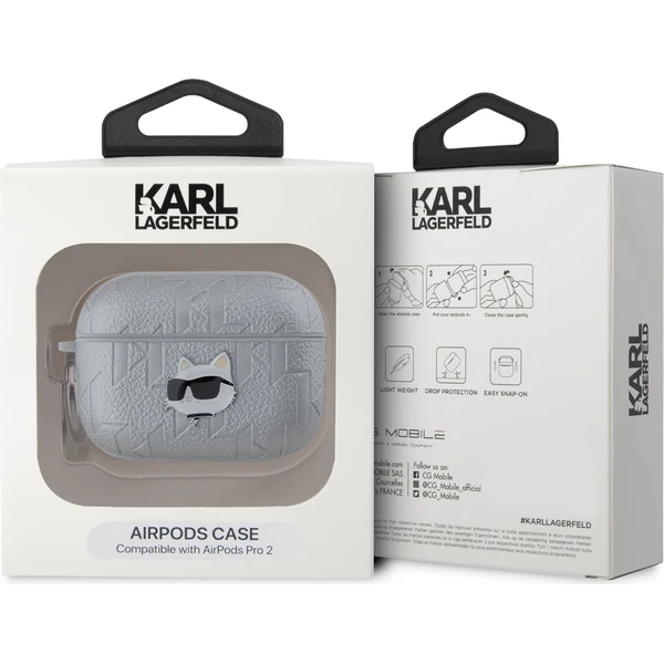 Karl Lagerfeld PU Embossed Choupette Head puzdro AirPods Pro 2 strieborné - Puzdra - Obrázok 4acb3f2119b24a09b8c112af97113645