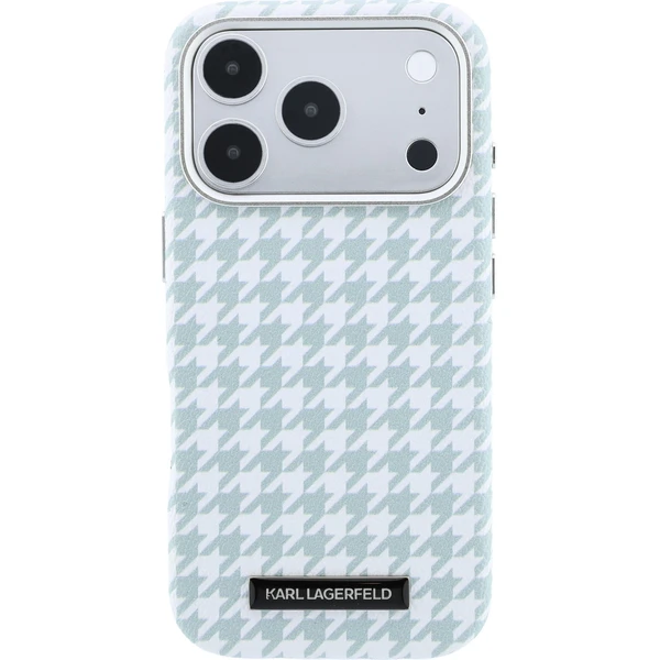 Karl Lagerfeld PU kryt iPhone 17 Pro modrý Houndstooth Resin Plate MagSafe - Puzdra - Obrázok 4aea695474a14680b46059f358299dab