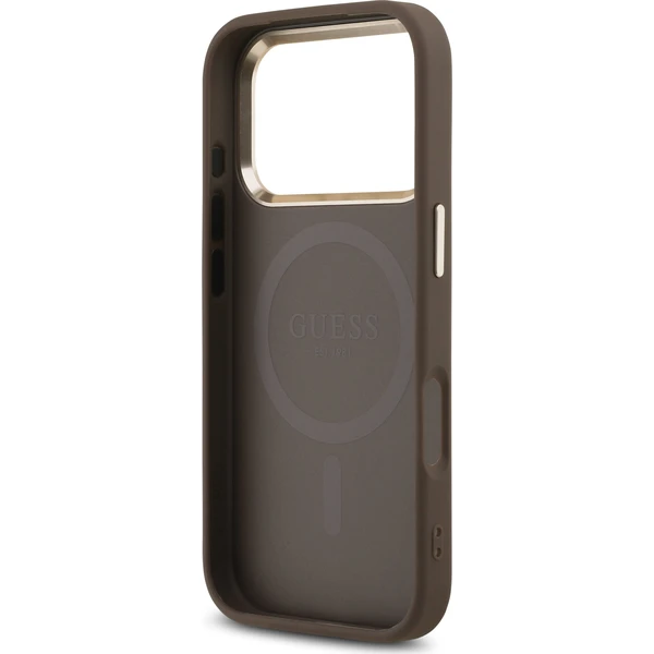 Guess PU Leather 4G Strass Triangle Logo Gold Frame MagSafe Zadný kryt pre iPhone 18 Pro Brown - Puzdra - Obrázok 4b0e311420d246cbb822e3ee28c1c33a