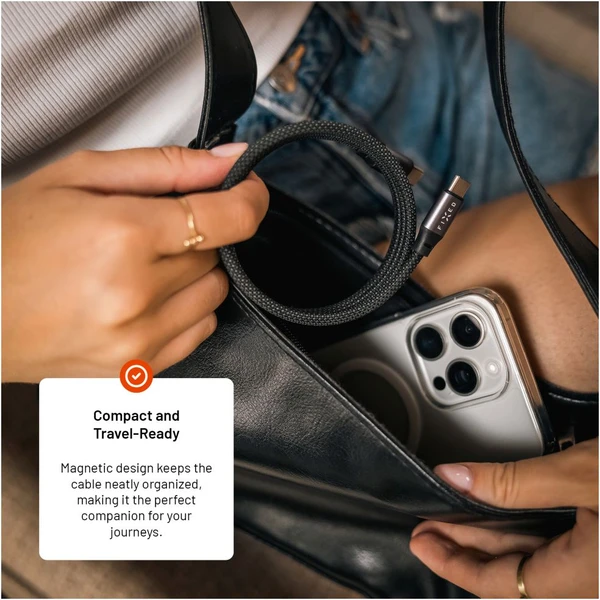 FIXED magnetický USB-C/USB-C kábel s opletením a Power Delivery, 1.2m, 240W, USB 2.0, sivý - Káble - Obrázok 4b5746ab4df041748a99e4a7f27fa477