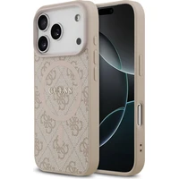 Guess PU Leather 4G Colored Ring MagSafe Zadný Kryt pre iPhone 17 Pro ružový - Puzdra