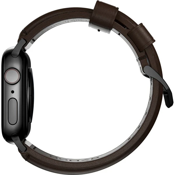 Nomad Traditional kožený remienok Apple Watch Ultra (49mm) 8/7 (45mm)/6/SE/5/4 hnedý/čierne pracky - Remienky - Obrázok 4c1a91669ad14074af30e429d06b6096