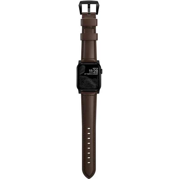 Nomad Traditional kožený remienok Apple Watch Ultra (49mm) 8/7 (45mm)/6/SE/5/4 hnedý/čierne pracky - Remienky - Obrázok 4c246862e6fa4679b1a657f7c1a0ec30
