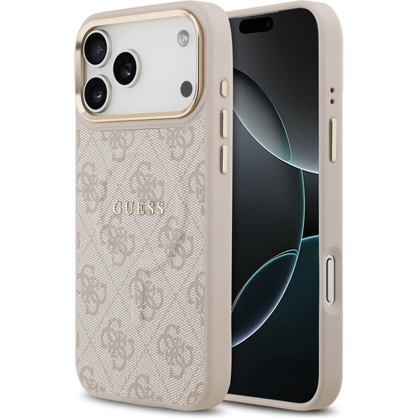 E-shop Guess PU Leather 4G Gold Frame MagSafe kryt iPhone 17 Pro Max ružový