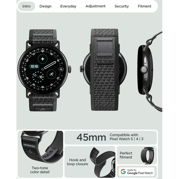 Spigen Athlex Air, aktívna čierna sivá - Google Pixel Watch 5/4/3 45mm - Remienky - Obrázok 4c604732058b4c609ad3cdf9736ac52f