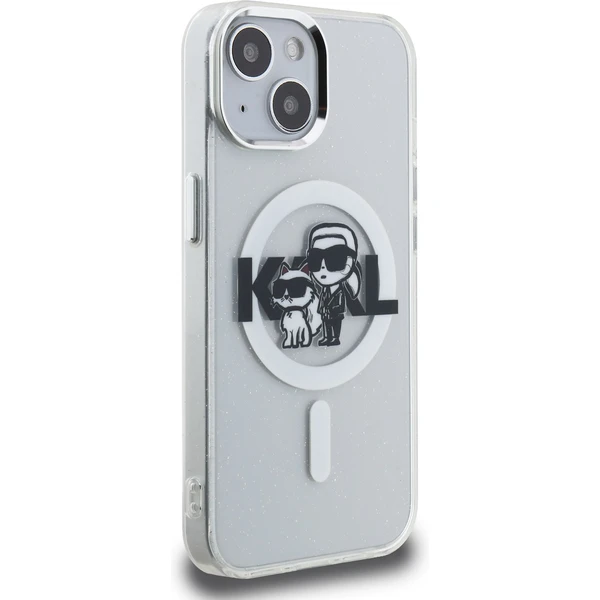 Karl Lagerfeld IML Glitter Karl and Choupette Sketch MagSafe kryt iPhone 15 číry - Puzdra - Obrázok 4c7246fde6404a978e55b3c8041fea9b