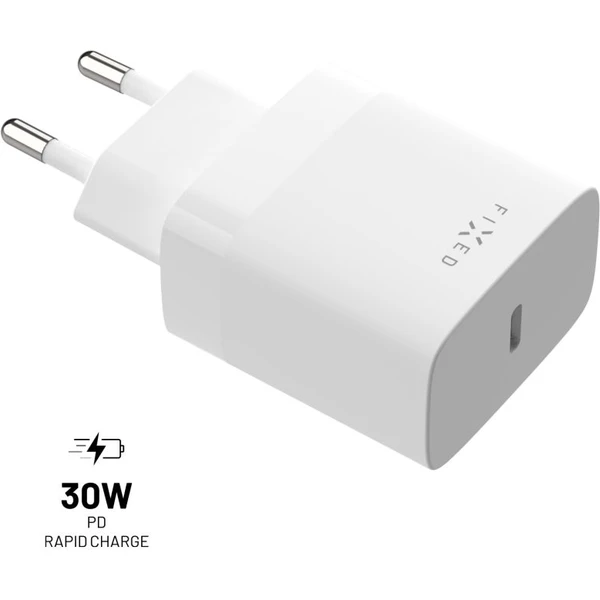 FIXED USB-C PD sieťová nabíjačka, 30W, biela - Nabíjačky - Hlavný obrázok