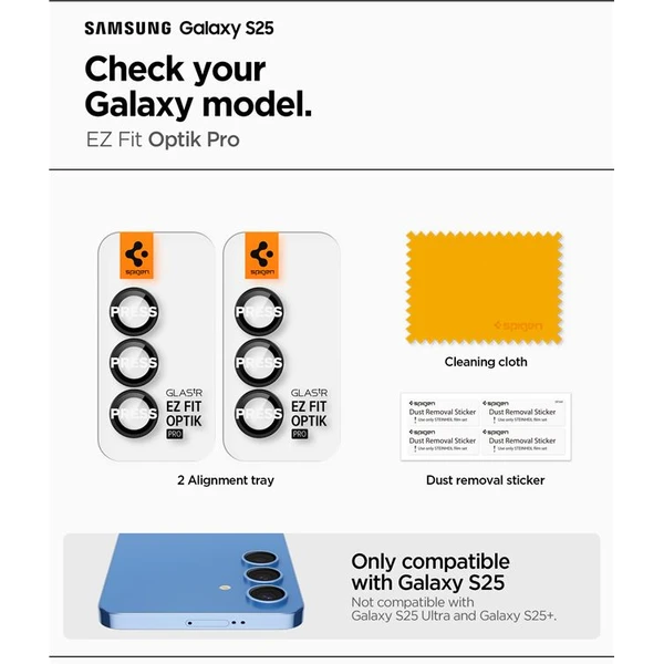Spigen Glass TR EZ Fit Optik Pre HD sklá na fotoaparát Samsung Galaxy S25 čierna (2 ks) - Ochranné fólie a sklo - Obrázok 4c8858701ed9471ea90baeef959a341a