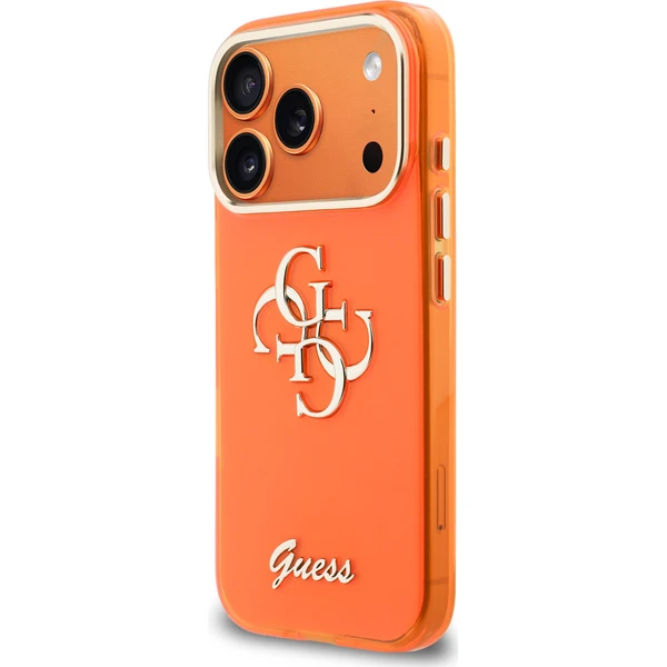 Guess IML 4G Skript Kovové Logo kryt iPhone 17 Pro oranžový - Puzdra - Obrázok 4cc3f279a3b14aeca53e0a42411ecd66