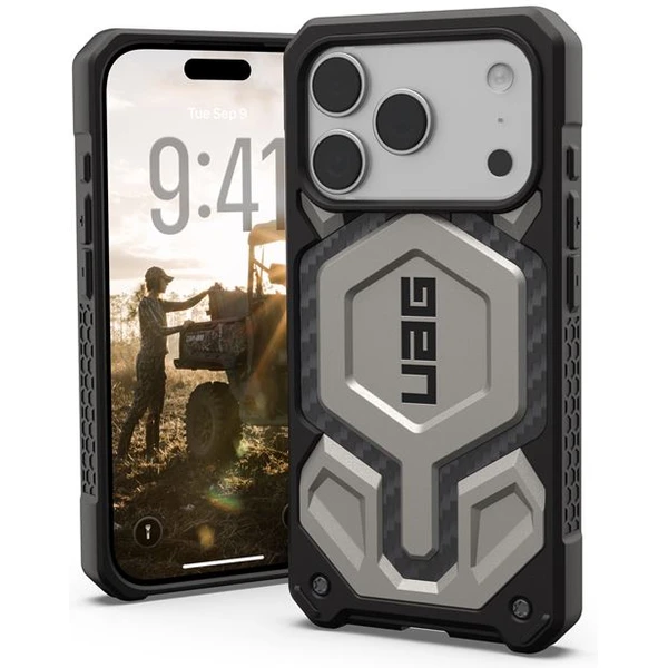 UAG Monarch Pro MagSafe Titanium kryt iPhone 17 Pro strieborný - Puzdra - Hlavný obrázok