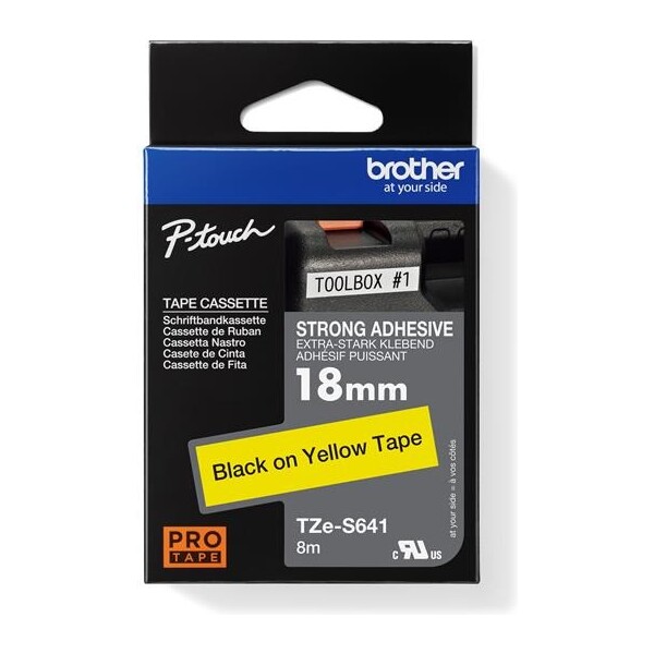 Brother Tze-S641 páska čierna na žltom 18 mm extra lepidlo