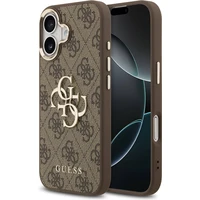 Guess PU Leather 4G Metal Logo Gold Frame MagSafe kryt iPhone 17 hnedý - Puzdra
