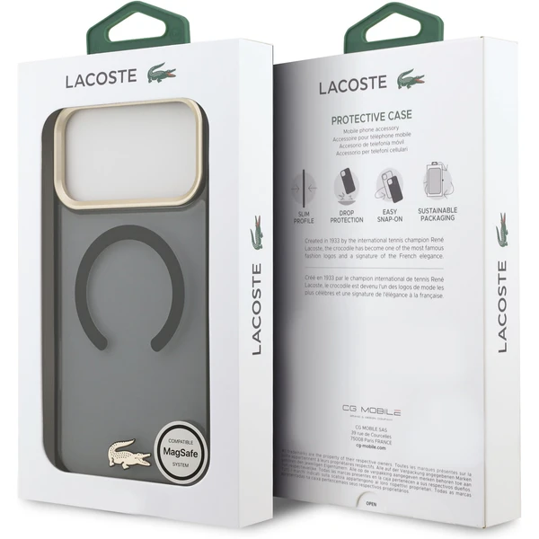 Lacoste PC/TPU Frosted Finish Gold Logo MagSafe kryt iPhone 17 Pro Max čierny - Puzdra - Obrázok 4dccd45ccc0b477c9dfee96de21a3125